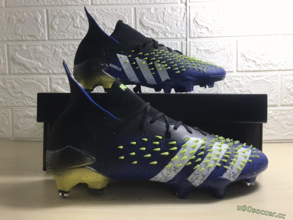 Unisex Adidas Predator Freak.1 FG Firm Ground High-Tops Football Boots - Black/Blue/White