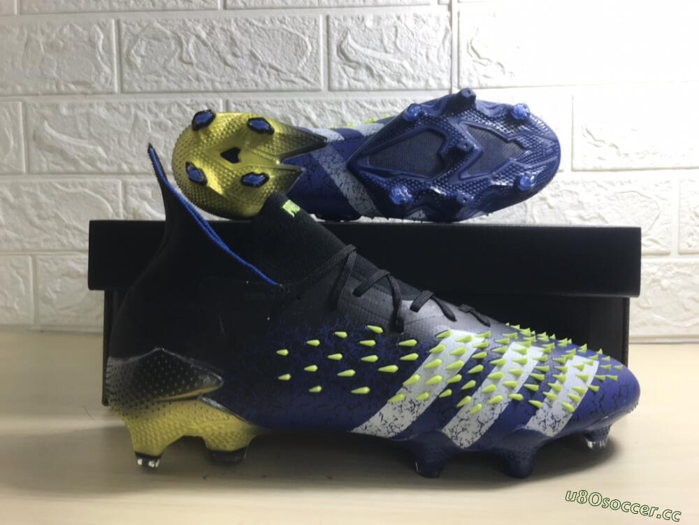 Unisex Adidas Predator Freak.1 FG Firm Ground High-Tops Football Boots - Black/Blue/White