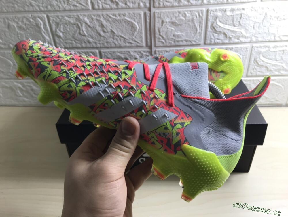 Unisex Adidas Predator Freak.1 FG Firm Ground High-Tops Football Boots - Grey/Yellow/Orange