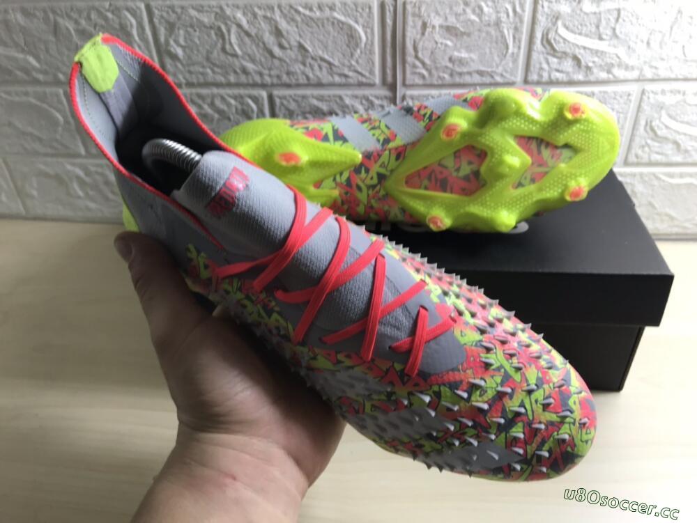Unisex Adidas Predator Freak.1 FG Firm Ground High-Tops Football Boots - Grey/Yellow/Orange