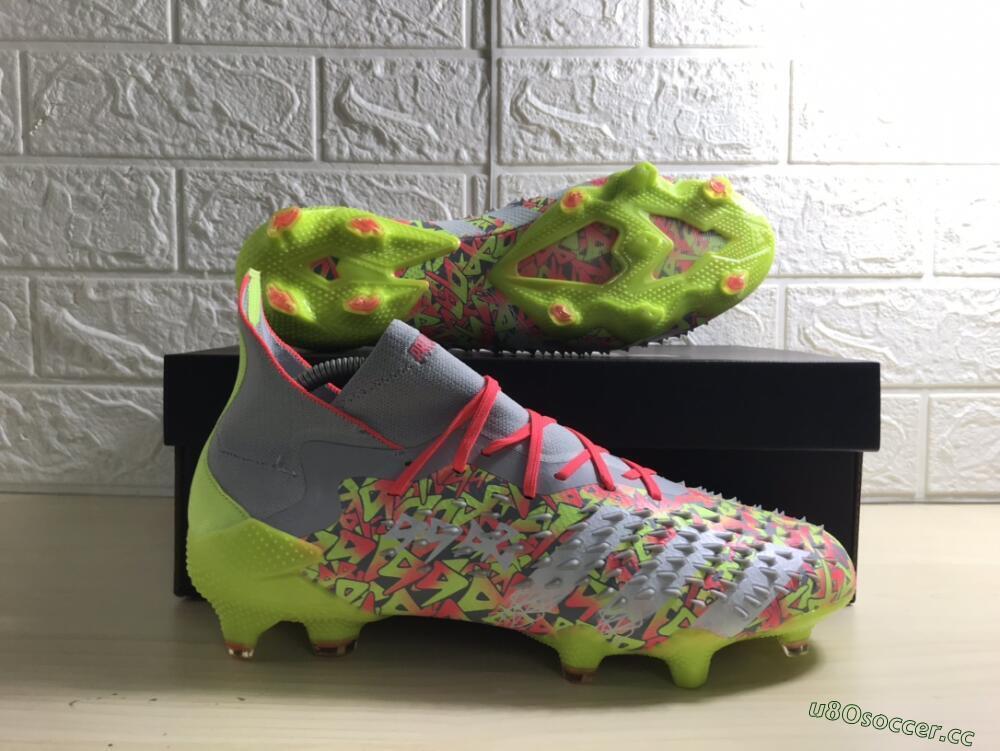 Unisex Adidas Predator Freak.1 FG Firm Ground High-Tops Football Boots - Grey/Yellow/Orange