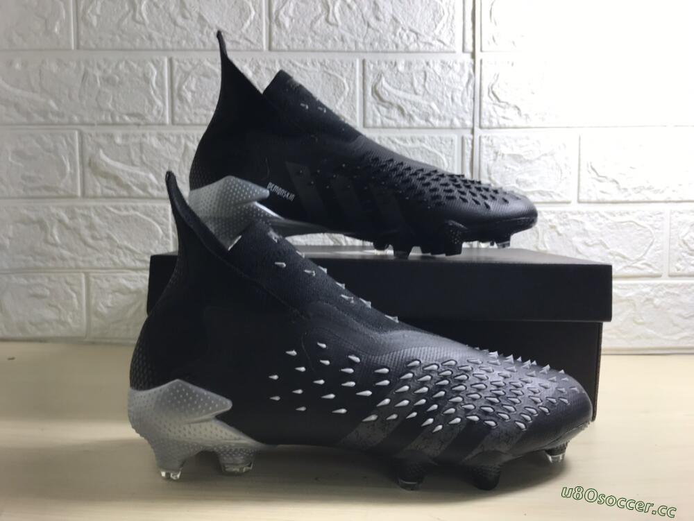 Unisex Adidas Predator Freak+ FG Firm Ground High-Tops Football Boots - Black/Siliver