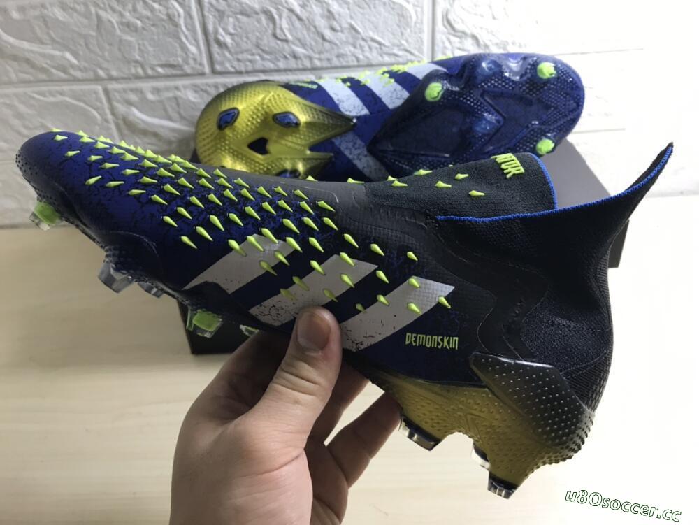 Unisex Adidas Predator Freak+ FG Firm Ground High-Tops Football Boots - Black/White/Blue