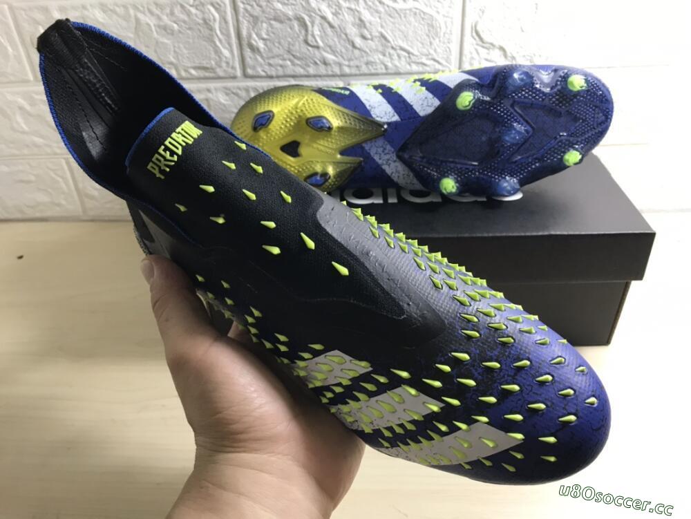 Unisex Adidas Predator Freak+ FG Firm Ground High-Tops Football Boots - Black/White/Blue