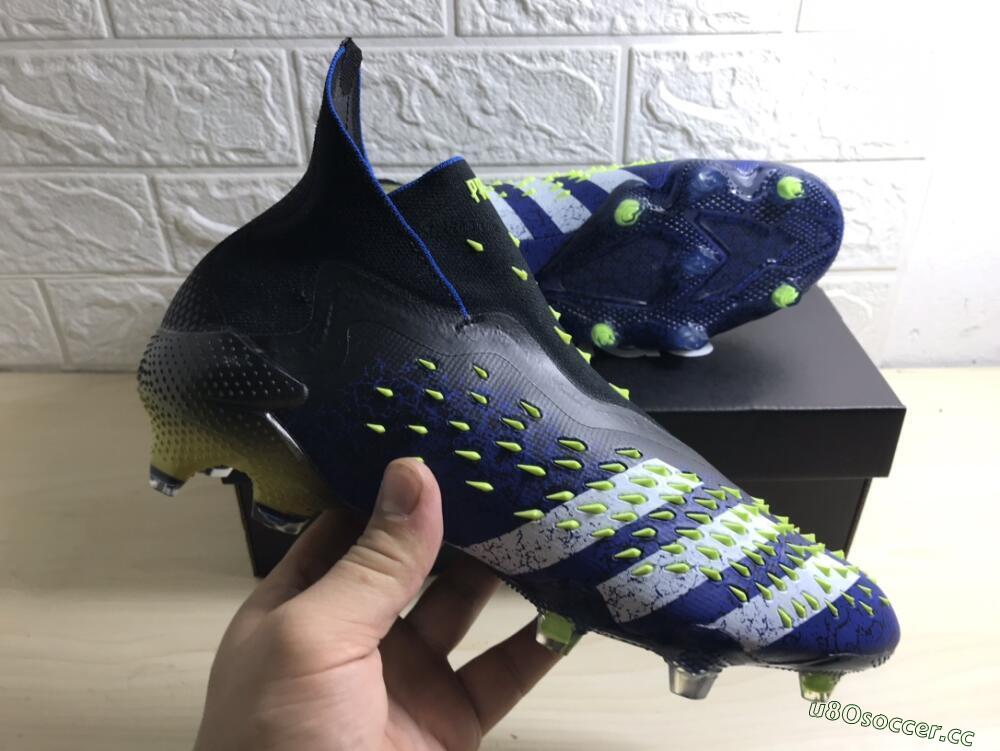 Unisex Adidas Predator Freak+ FG Firm Ground High-Tops Football Boots - Black/White/Blue