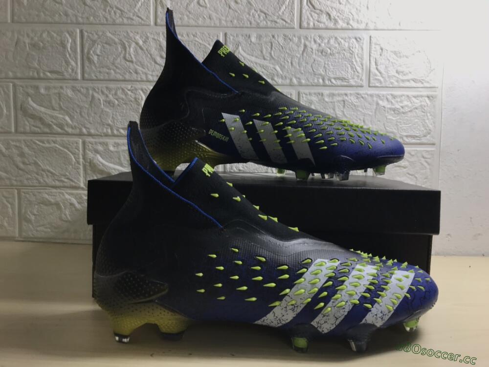 Unisex Adidas Predator Freak+ FG Firm Ground High-Tops Football Boots - Black/White/Blue