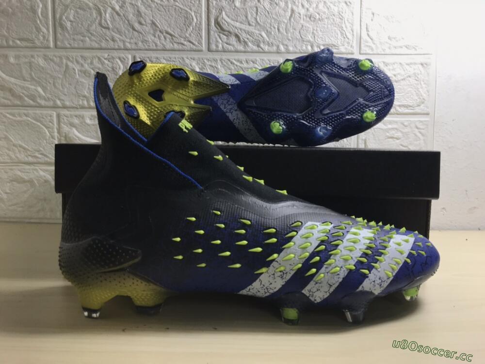 Unisex Adidas Predator Freak+ FG Firm Ground High-Tops Football Boots - Black/White/Blue