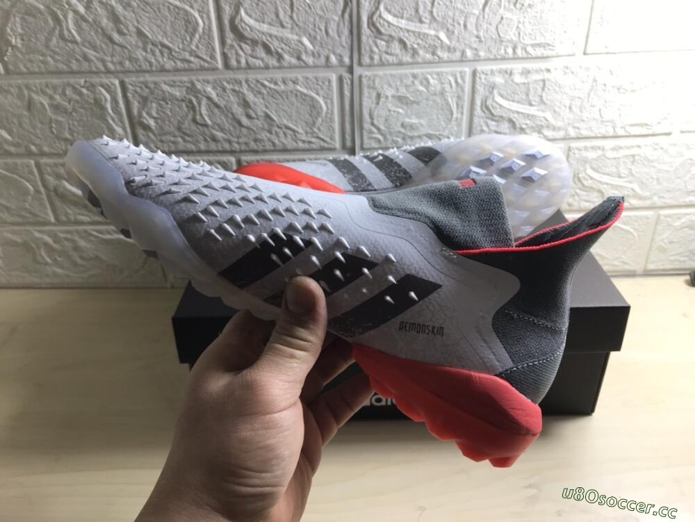 Men's Adidas Predator Freak+ TF Artificial Turf High-Tops Football Shoes - White/Grey/Red