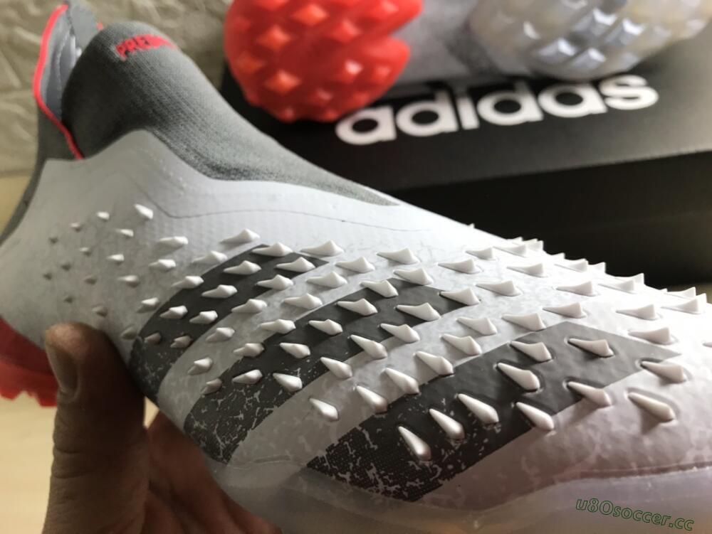 Men's Adidas Predator Freak+ TF Artificial Turf High-Tops Football Shoes - White/Grey/Red