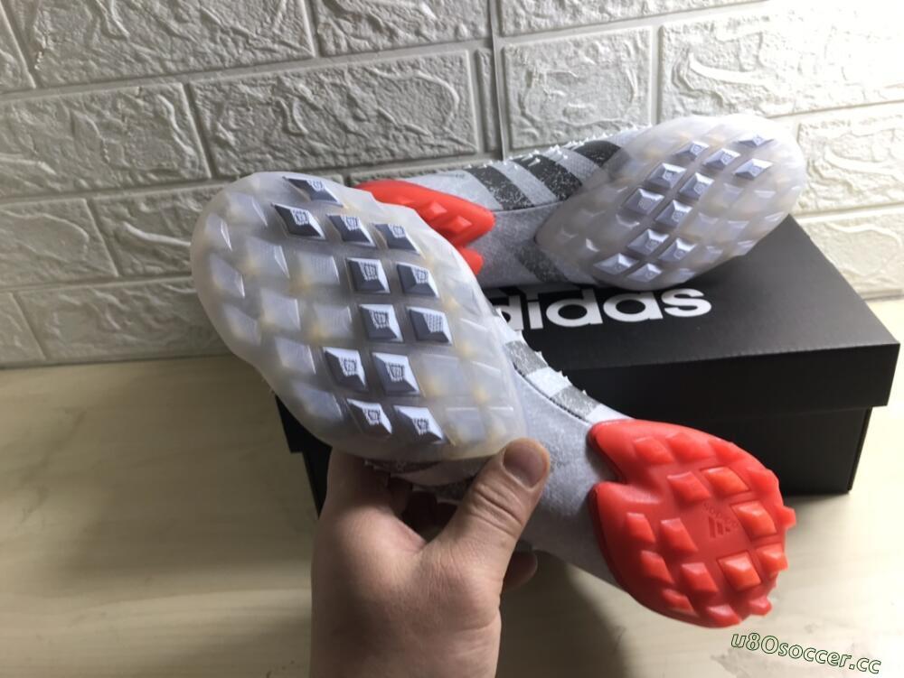 Men's Adidas Predator Freak+ TF Artificial Turf High-Tops Football Shoes - White/Grey/Red