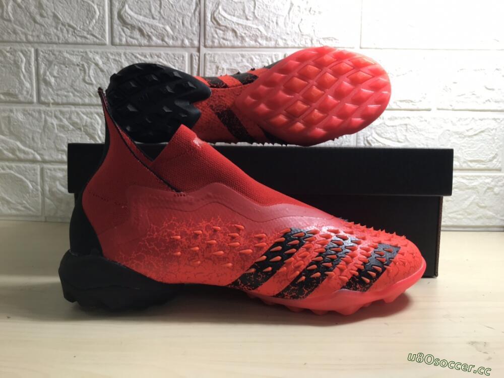Men's Adidas Predator Freak+ TF Artificial Turf High-Tops Football Shoes - Orange/Black