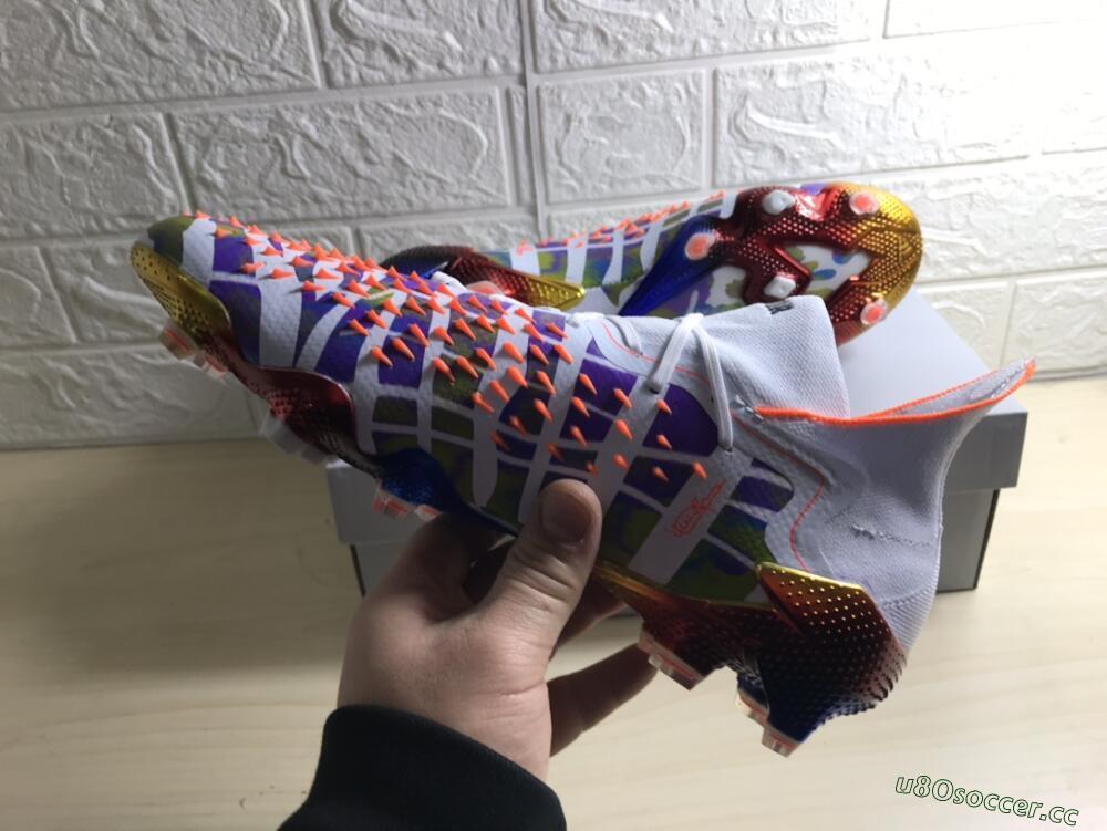 Men's Adidas Predator Freak.1 FG Firm Ground High-Tops Football Boots - White/Rainbow