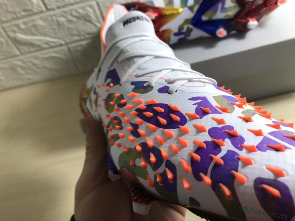 Men's Adidas Predator Freak.1 FG Firm Ground High-Tops Football Boots - White/Rainbow