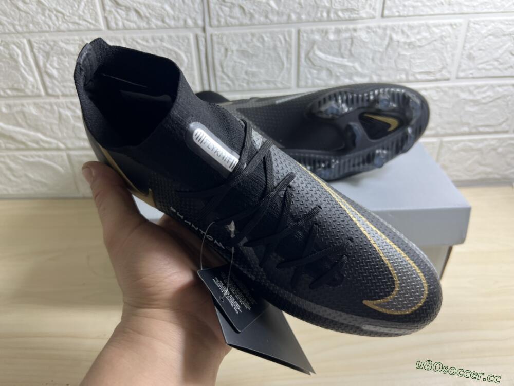 Men's Nike Phantom GT 2 DF FG Firm Ground High-Tops Football Boots - Black/Silver/Gold