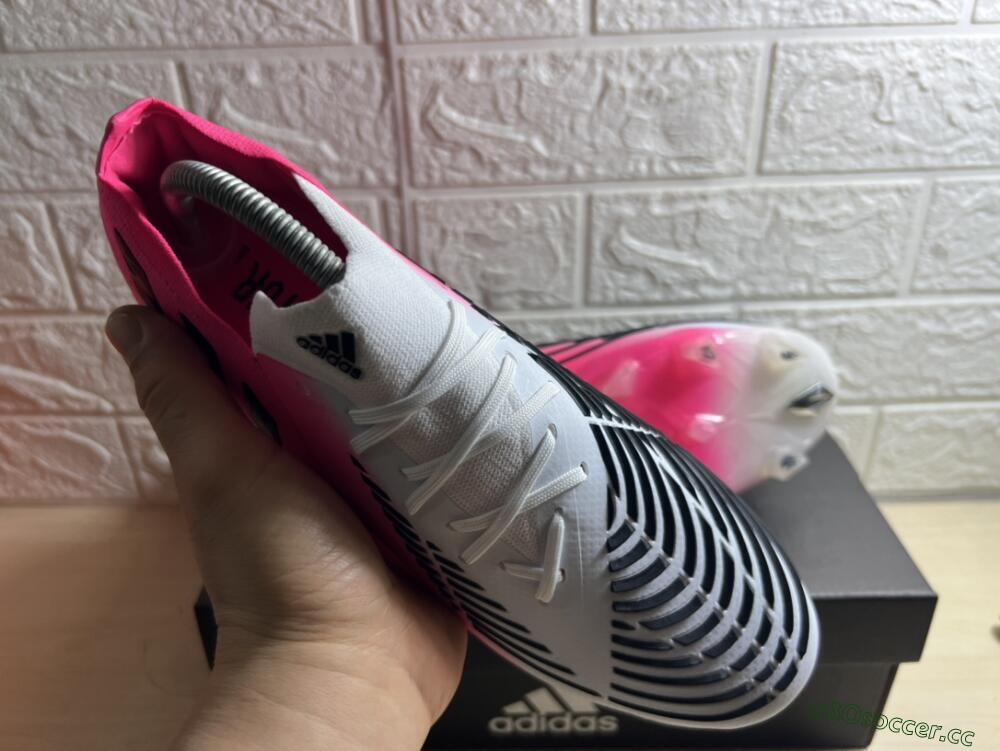 Men's Adidas Predator Edge.1 FG Firm Ground High-Tops Football Boots - White/Pink