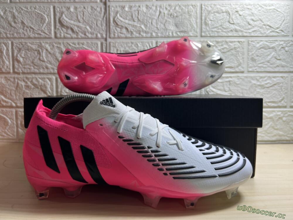 Men's Adidas Predator Edge.1 FG Firm Ground High-Tops Football Boots - White/Pink