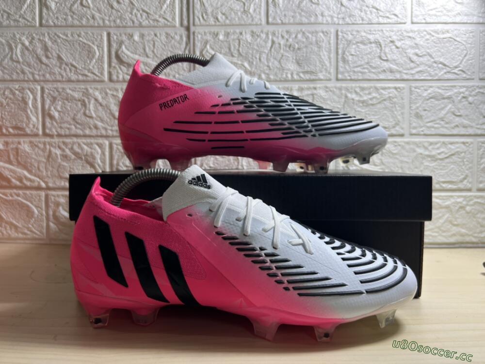 Men's Adidas Predator Edge.1 FG Firm Ground High-Tops Football Boots - White/Pink