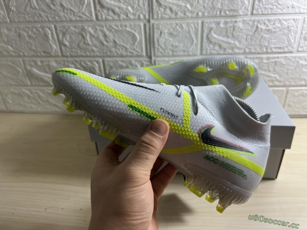Men's Nike Phantom GT 2 DF Elite FG Firm Ground High-Tops Football Boots - White/Green