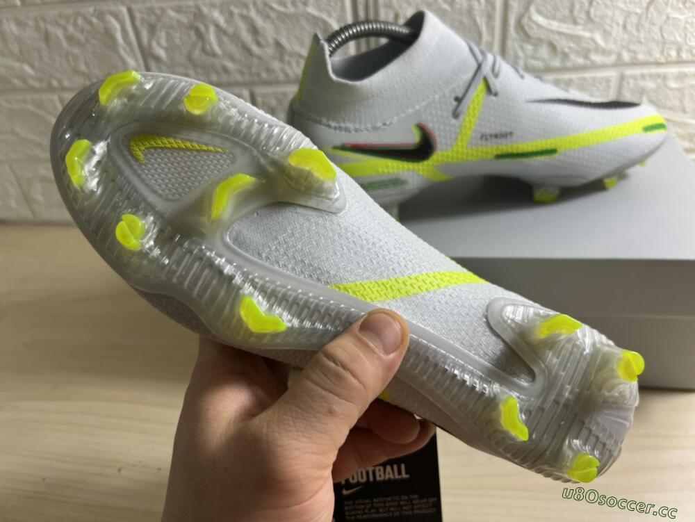 Men's Nike Phantom GT 2 DF Elite FG Firm Ground High-Tops Football Boots - White/Green