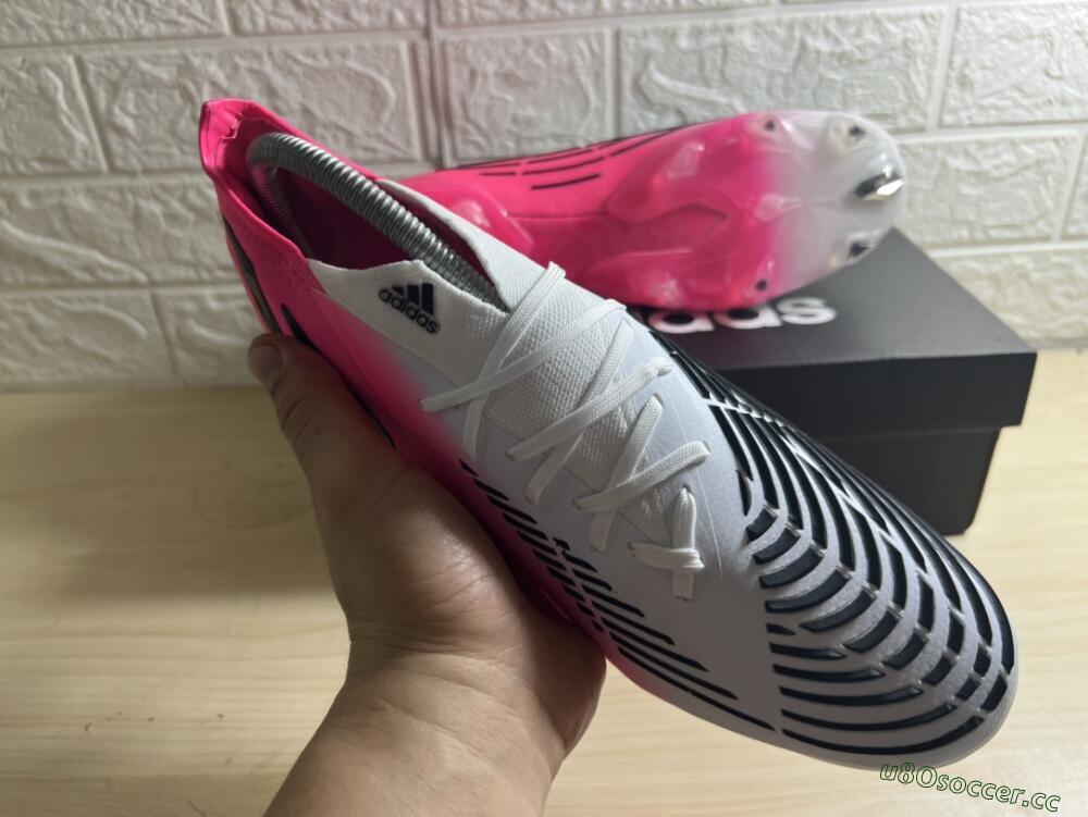 Men's Adidas Predator Edge.1 Low FG Firm Ground Low-Tops Football Boots - White/Pink