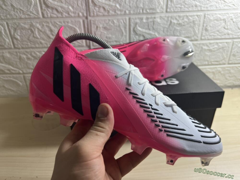 Men's Adidas Predator Edge.1 Low FG Firm Ground Low-Tops Football Boots - White/Pink