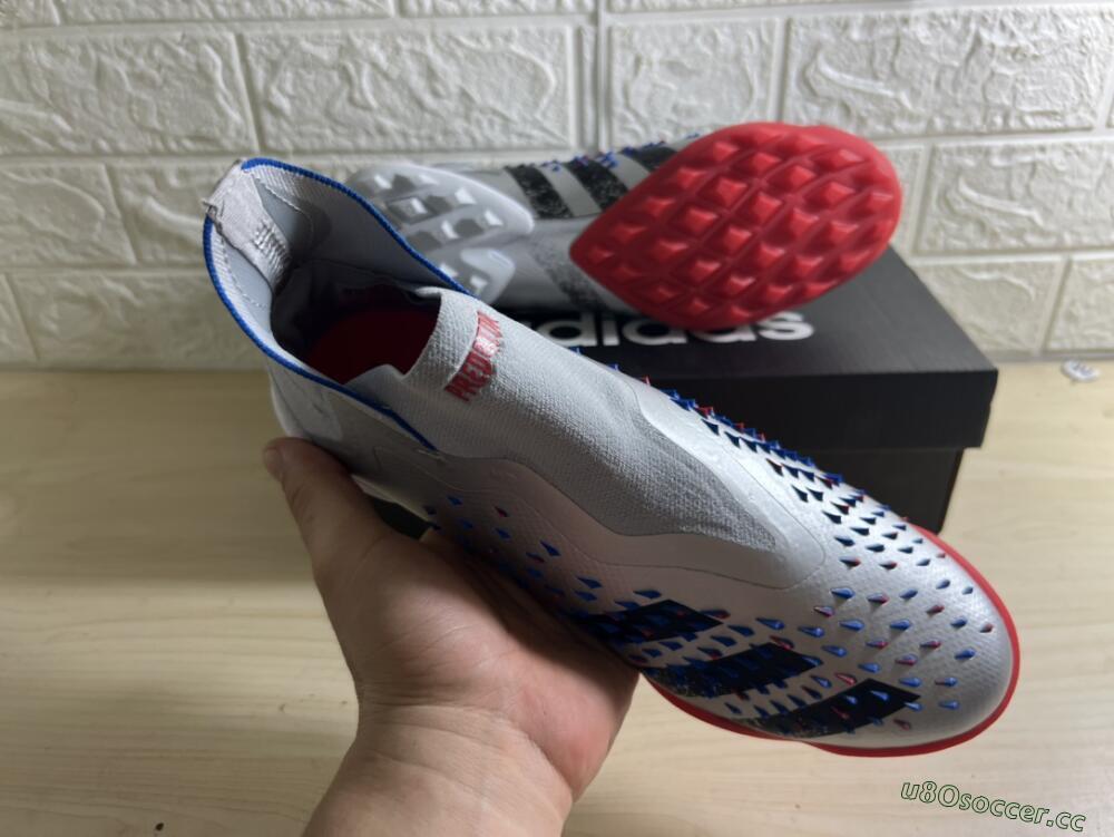 Unisex Adidas Predator Freak+ TF Artificial Turf High-Tops Football Shoes - Silver/Blue/Red