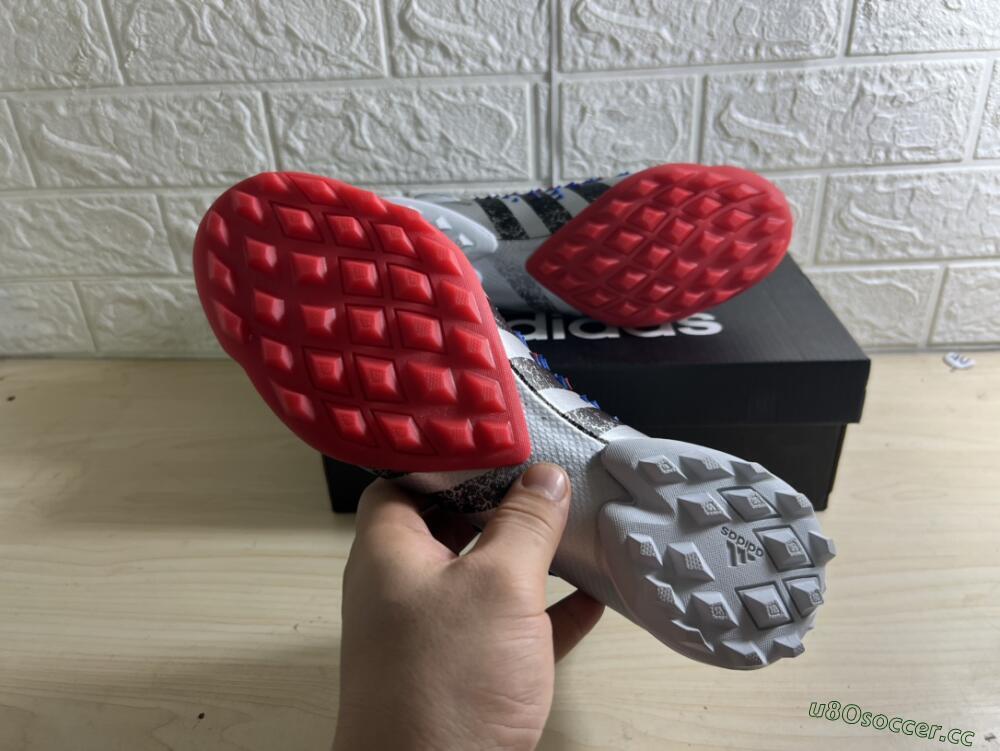 Unisex Adidas Predator Freak+ TF Artificial Turf High-Tops Football Shoes - Silver/Blue/Red