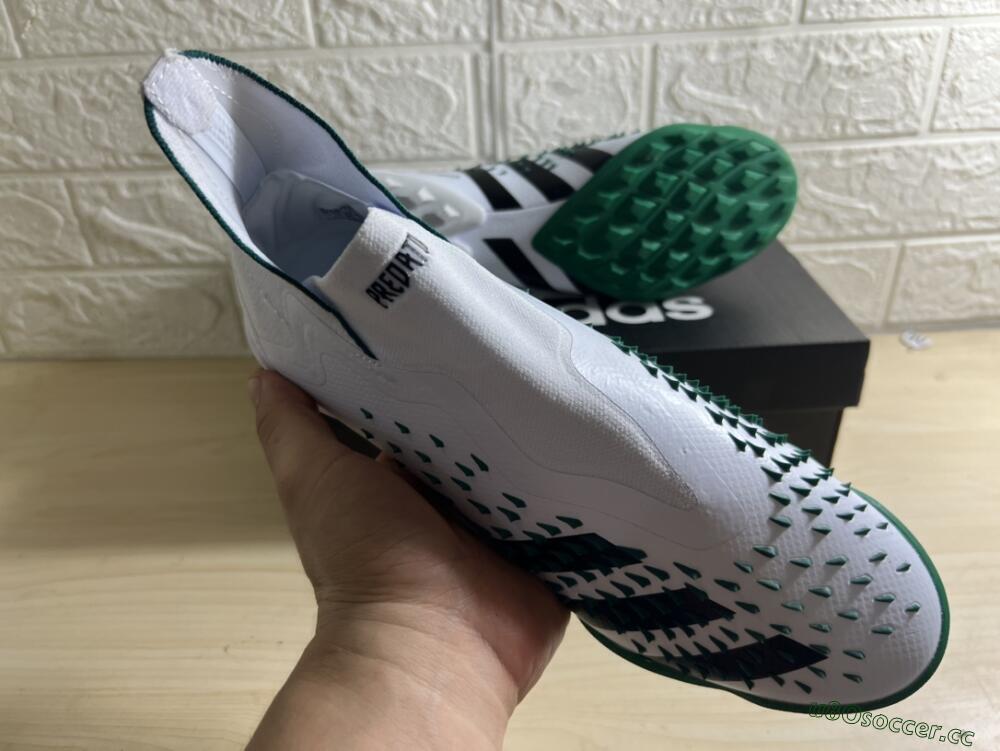 Men's Adidas Predator Freak+ TF Artificial Turf High-Tops Football Shoes - White/Green/Black