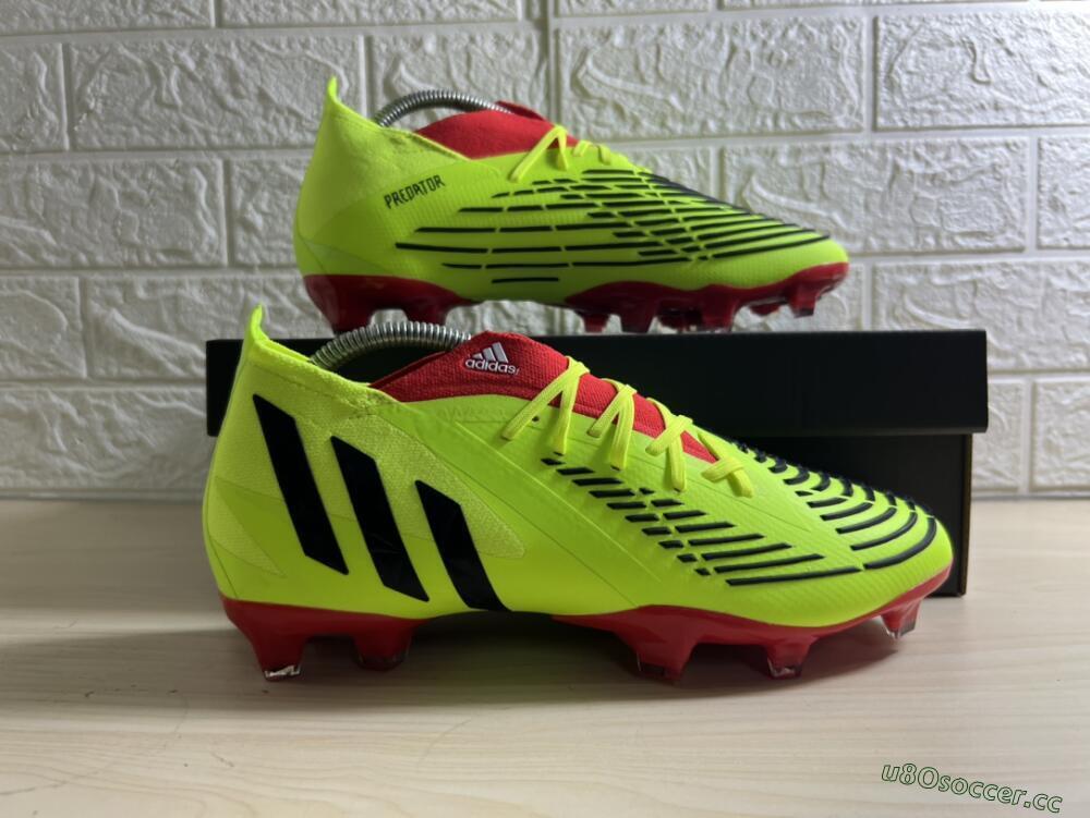 Men's Adidas Predator Edge Geometric.1 FG Firm Ground High-Tops Football Boots - Green/Red