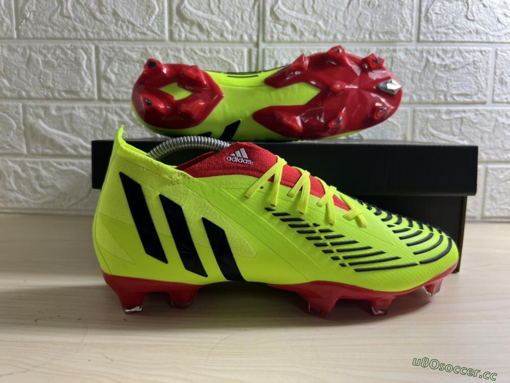 Men's Adidas Predator Edge Geometric.1 FG Firm Ground High-Tops Football Boots - Green/Red