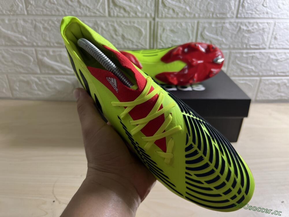 Men's Adidas Predator Edge Geometric.1 FG Firm Ground High-Tops Football Boots - Green/Red