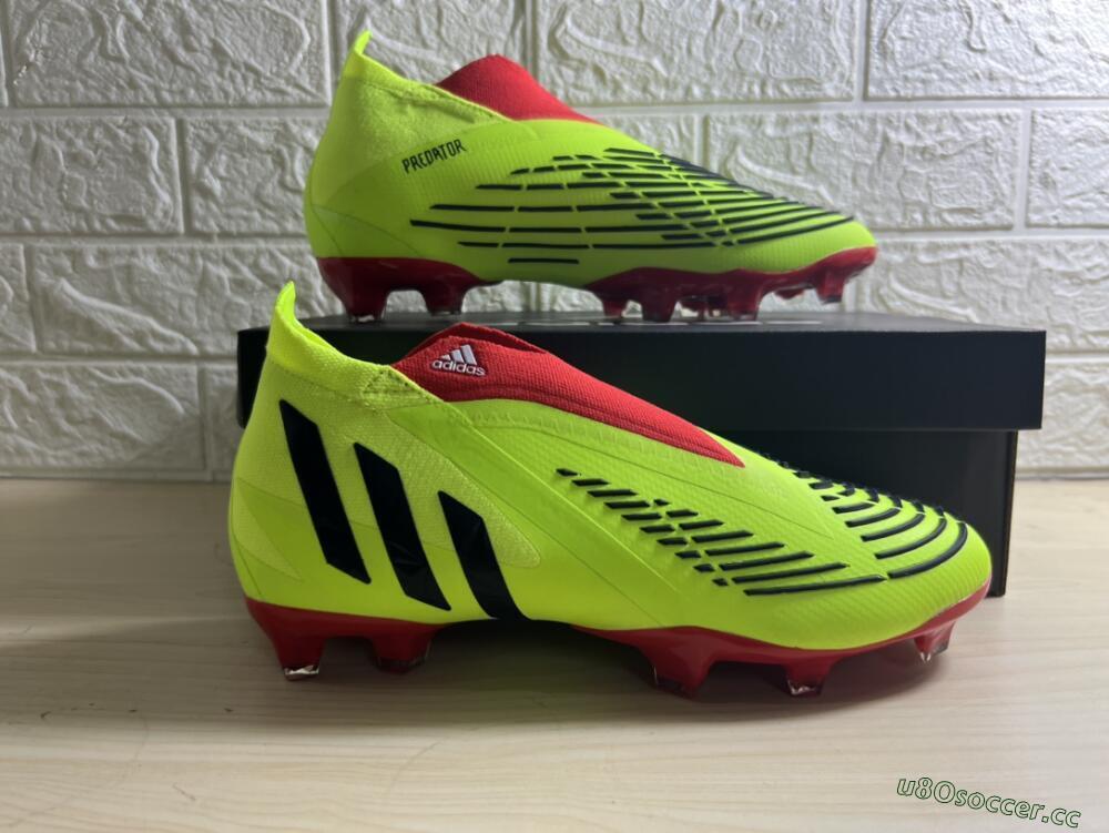 Men's Adidas Predator Edge Geometric+ FG Firm Ground High-Tops Football Boots - Green/Red