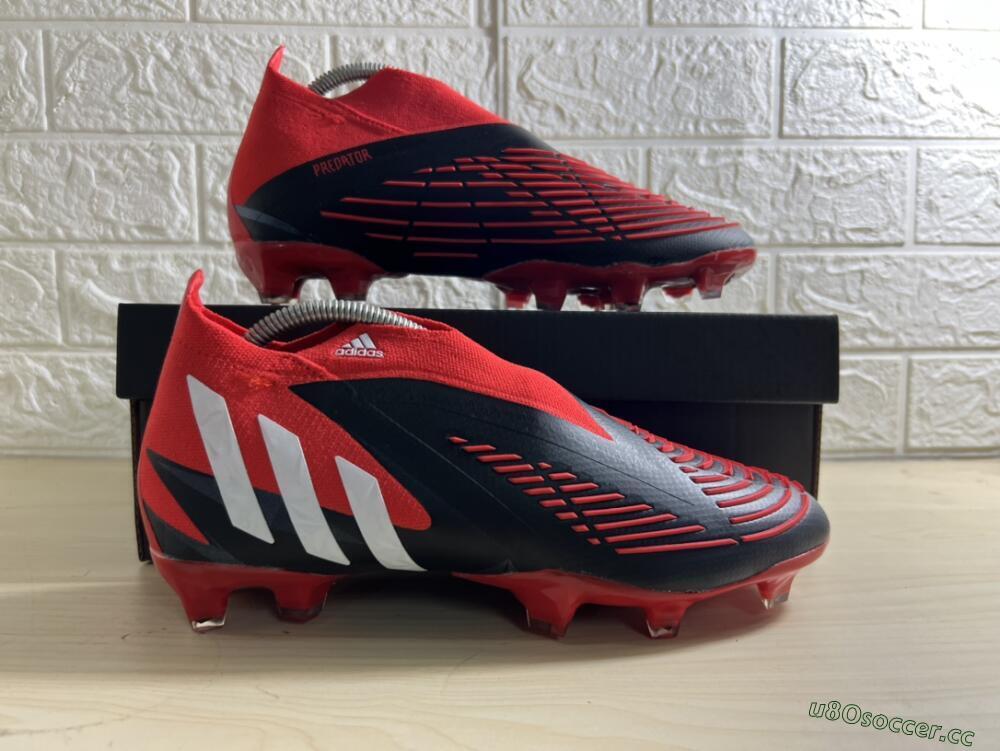 Men's Adidas Predator Edge Geometric+ FG Firm Ground High-Tops Football Boots - Red/Black/White