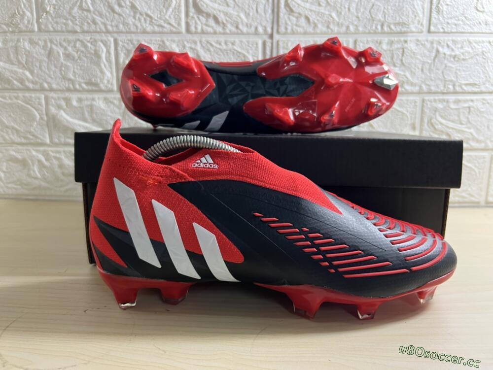 Men's Adidas Predator Edge Geometric+ FG Firm Ground High-Tops Football Boots - Red/Black/White