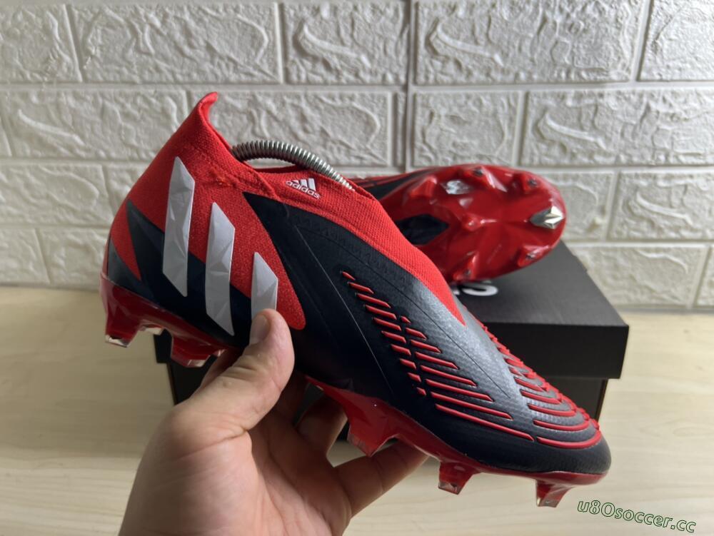 Men's Adidas Predator Edge Geometric+ FG Firm Ground High-Tops Football Boots - Red/Black/White