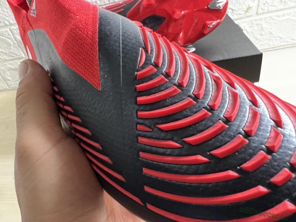 Men's Adidas Predator Edge Geometric+ FG Firm Ground High-Tops Football Boots - Red/Black/White
