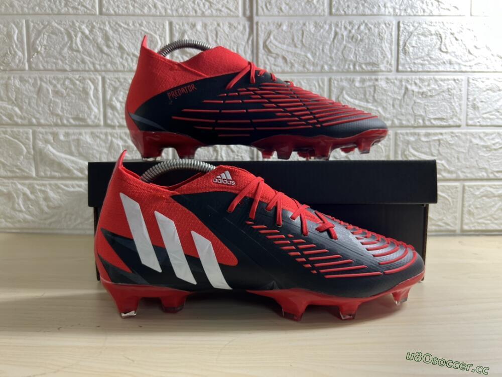 Men's Adidas Predator Edge Geometric.1 FG Firm Ground High-Tops Football Boots - Red/Black/White
