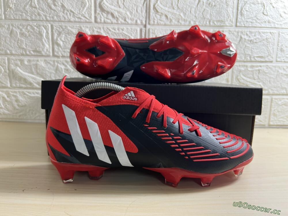 Men's Adidas Predator Edge Geometric.1 FG Firm Ground High-Tops Football Boots - Red/Black/White