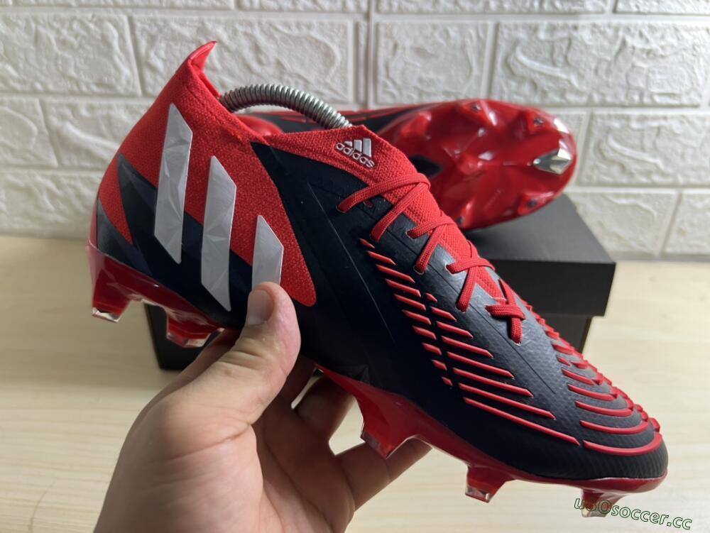 Men's Adidas Predator Edge Geometric.1 FG Firm Ground High-Tops Football Boots - Red/Black/White