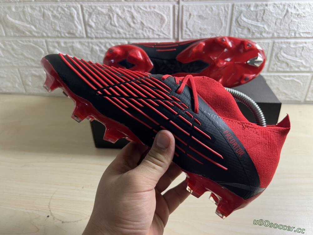 Men's Adidas Predator Edge Geometric.1 FG Firm Ground High-Tops Football Boots - Red/Black/White