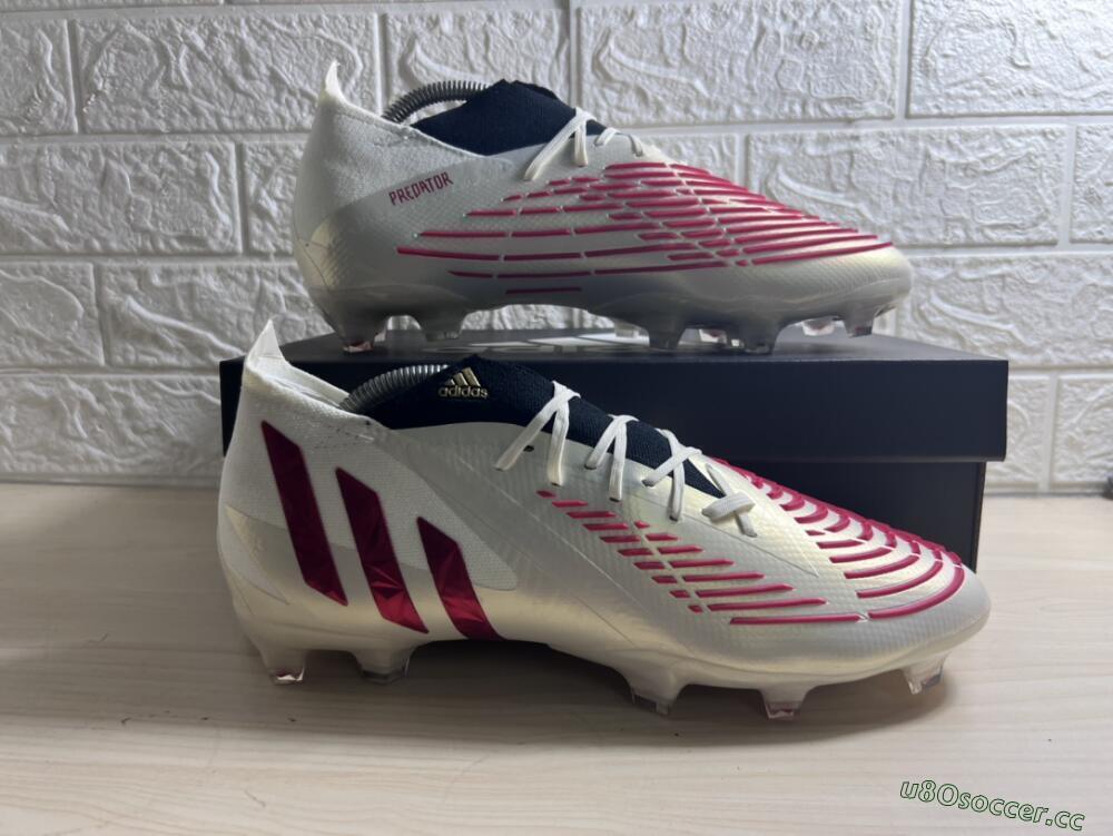 Men's Adidas Predator Edge.1 Low FG Firm Ground Low-Tops Football Boots - White/Red