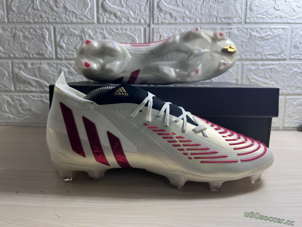 Men's Adidas Predator Edge.1 Low FG Firm Ground Low-Tops Football Boots - White/Red