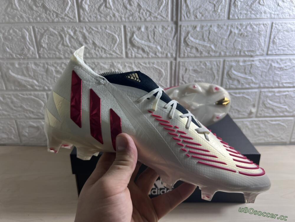 Men's Adidas Predator Edge.1 Low FG Firm Ground Low-Tops Football Boots - White/Red