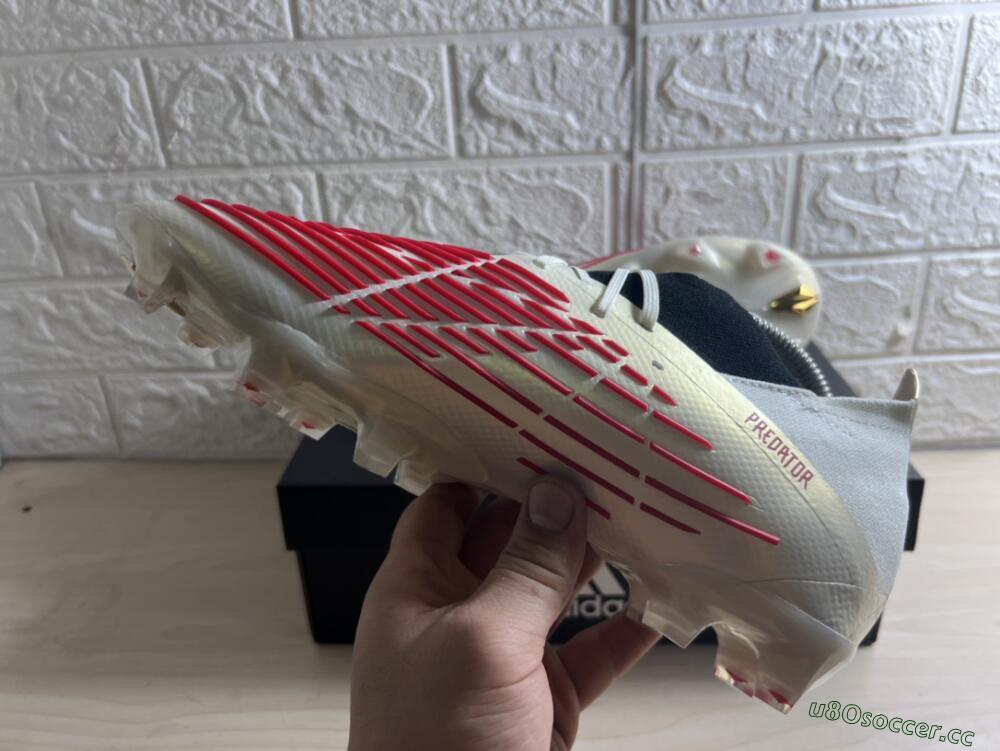 Men's Adidas Predator Edge.1 Low FG Firm Ground Low-Tops Football Boots - White/Red