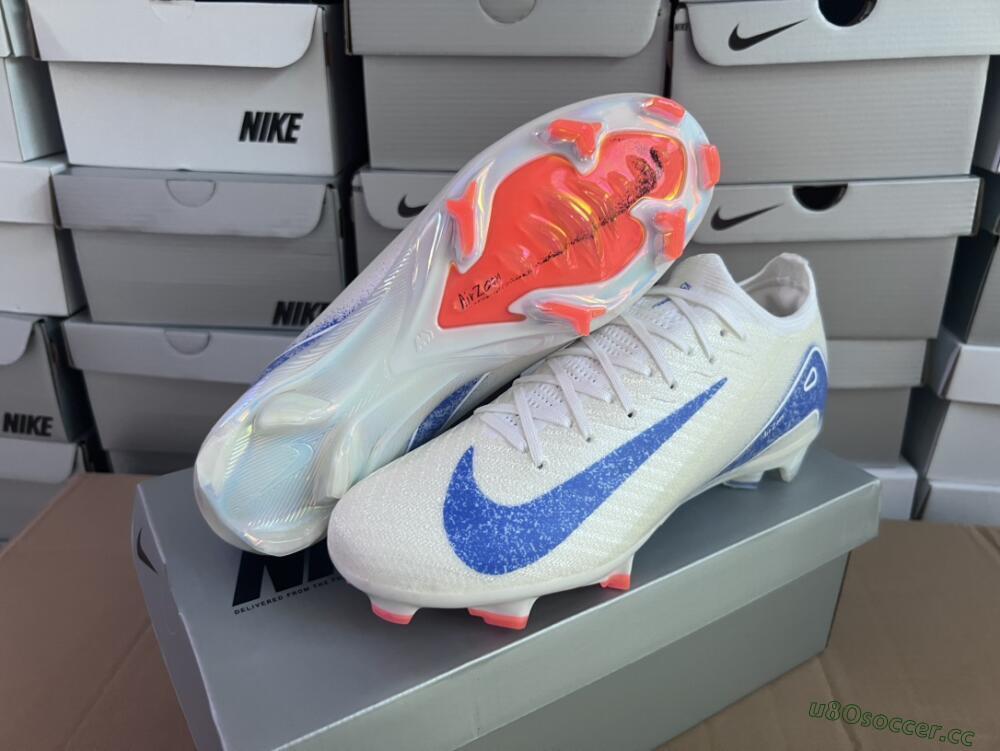 Men's Nike Air Zoom Mercurial Vapor 16 Elite FG Firm Ground Low-Tops Football Boots - White/Silver/Blue/Orange