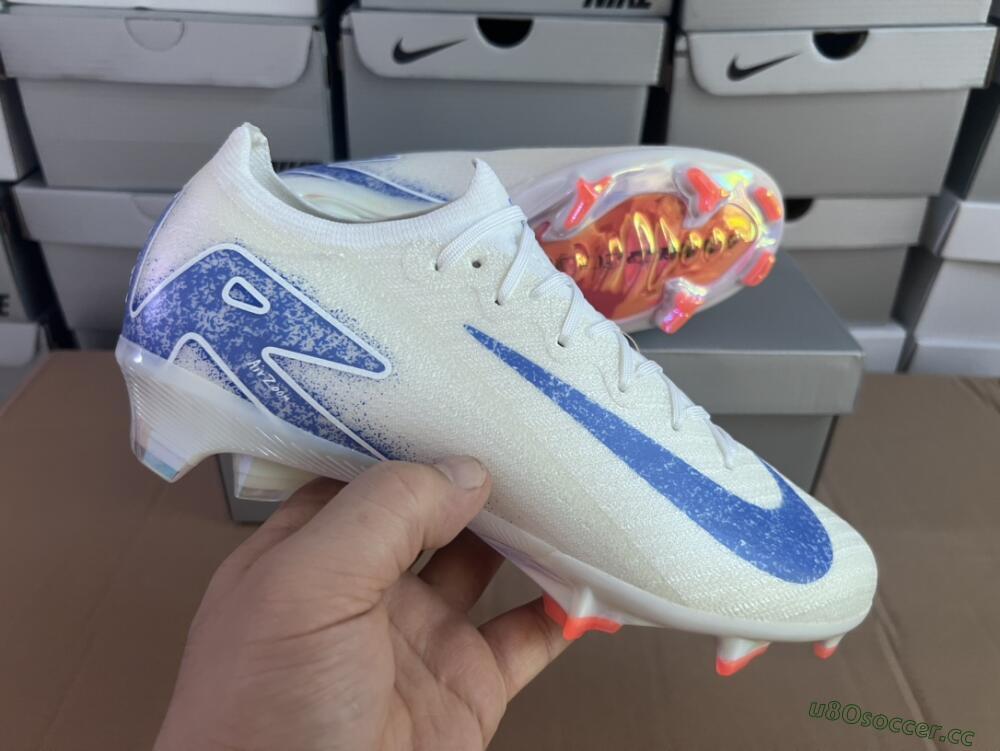 Men's Nike Air Zoom Mercurial Vapor 16 Elite FG Firm Ground Low-Tops Football Boots - White/Silver/Blue/Orange