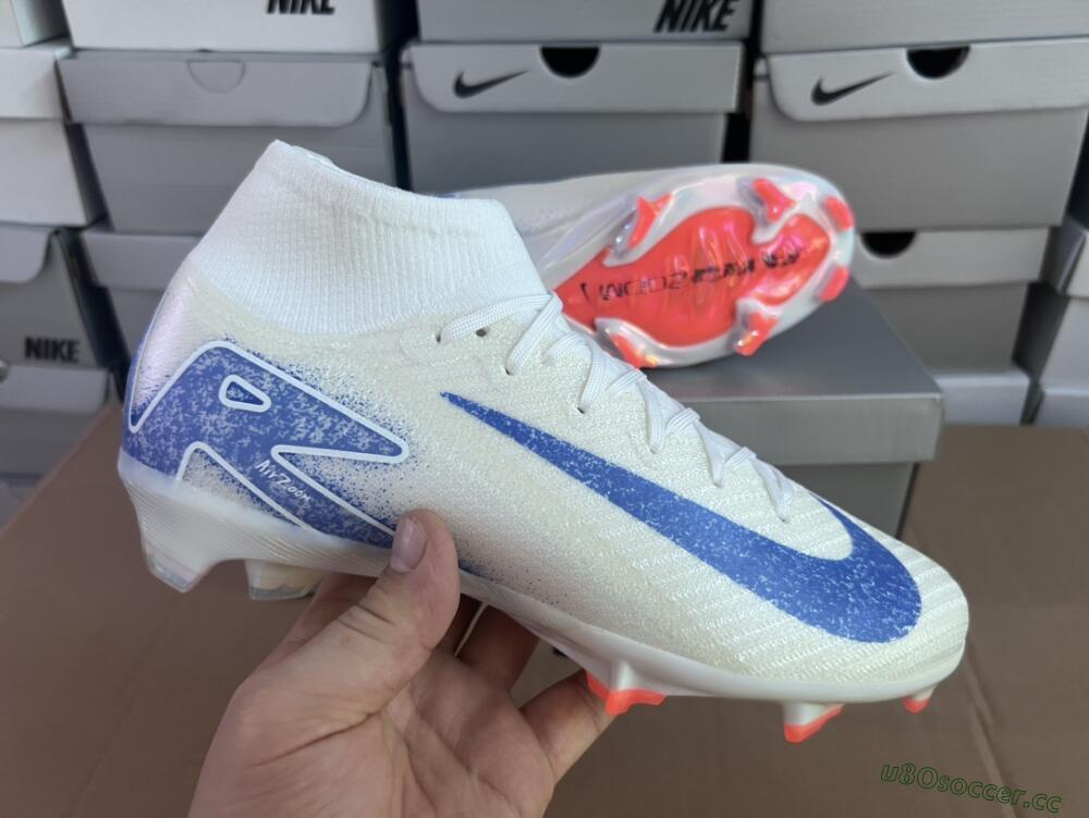 Unisex Nike Air Zoom Mercurial Superfly 10 Elite FG Firm Ground High-Tops Football Boots - Grey/Blue/Orange