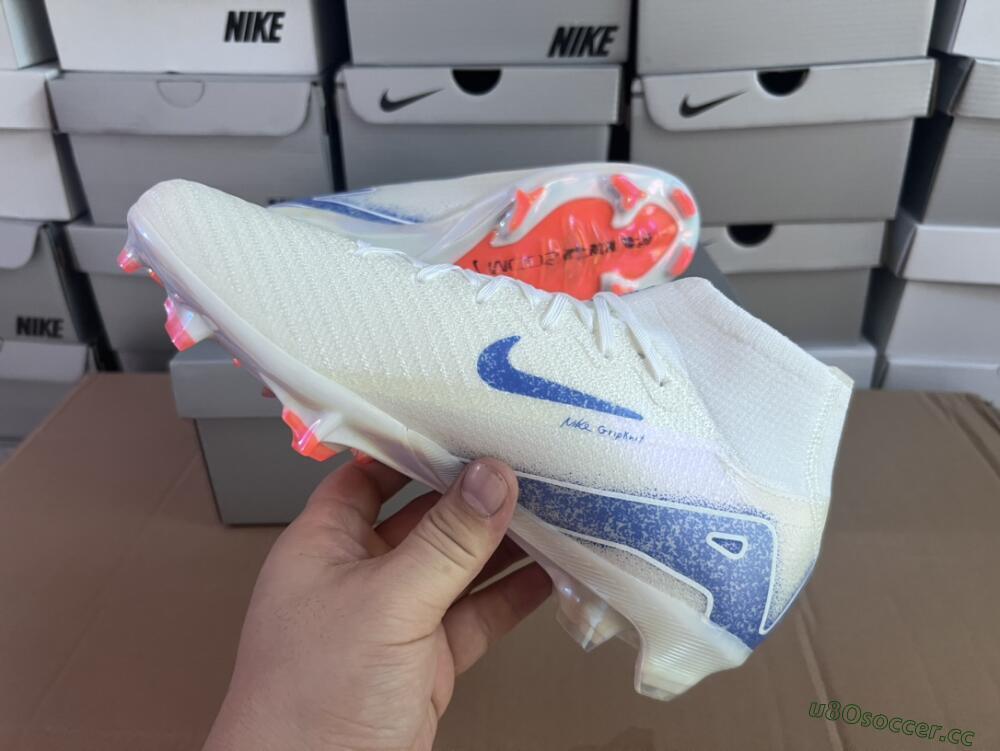 Unisex Nike Air Zoom Mercurial Superfly 10 Elite FG Firm Ground High-Tops Football Boots - Grey/Blue/Orange