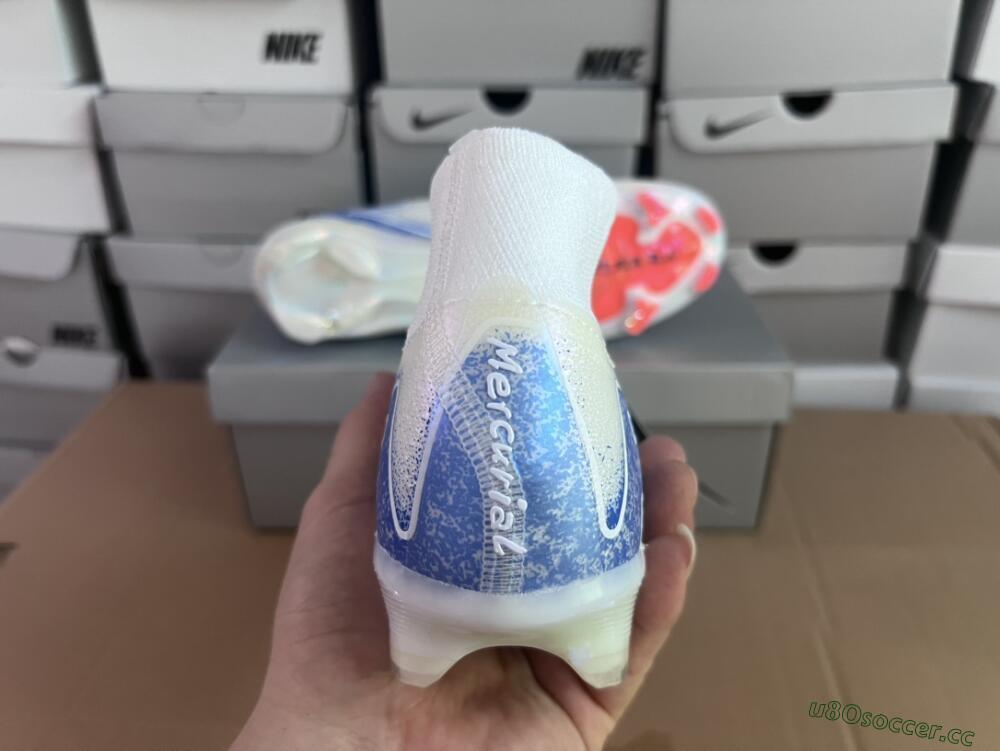 Unisex Nike Air Zoom Mercurial Superfly 10 Elite FG Firm Ground High-Tops Football Boots - Grey/Blue/Orange
