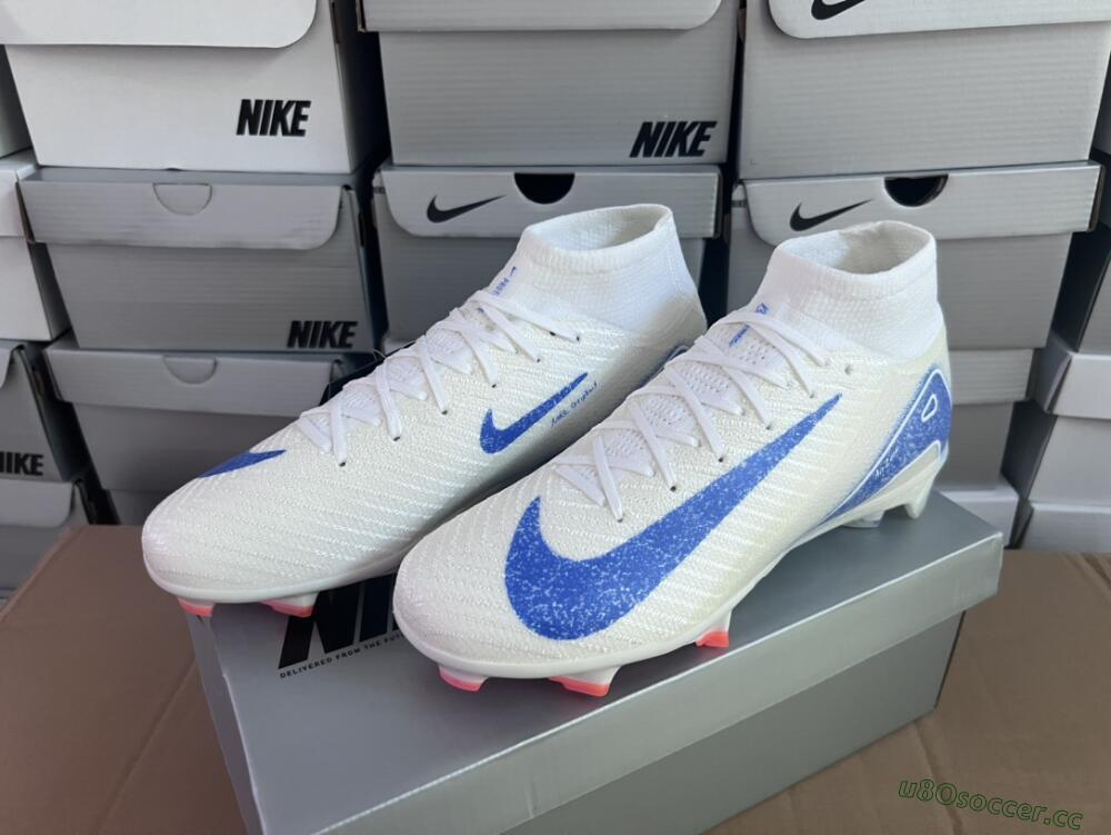 Unisex Nike Air Zoom Mercurial Superfly 10 Elite FG Firm Ground High-Tops Football Boots - Grey/Blue/Orange